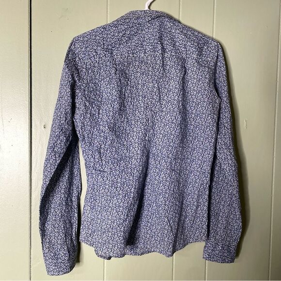 Frank & Eileen Barry Blue White Ditzy Floral Button Down‎ Collared Shirt Small - Picture 2 of 6